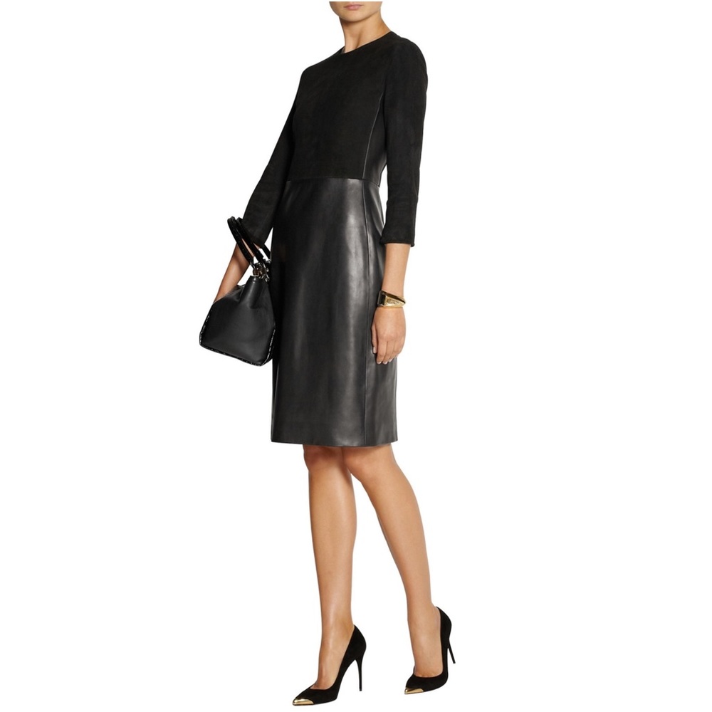 THE ROW Frehnah Suede Leather Long Sleeve Dress 8 - Picture 5 of 7